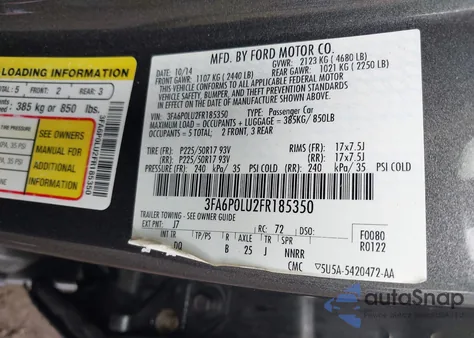 2015 Ford Fusion Hybrid Se from USA, damaged, VIN 3FA6P0LU2FR185350